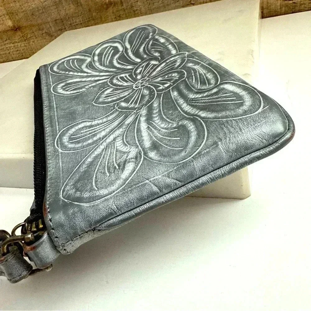Leaders in Leather Tooled Wristlet/Clutch